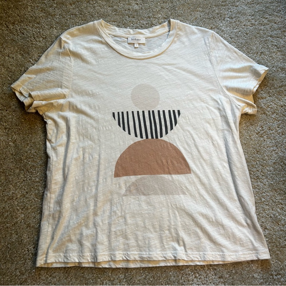 Bohme Abstract Graphic Tee Cream L
